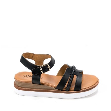 Alternative view of Ženske kožne sandale Once-B82566 crne ravne